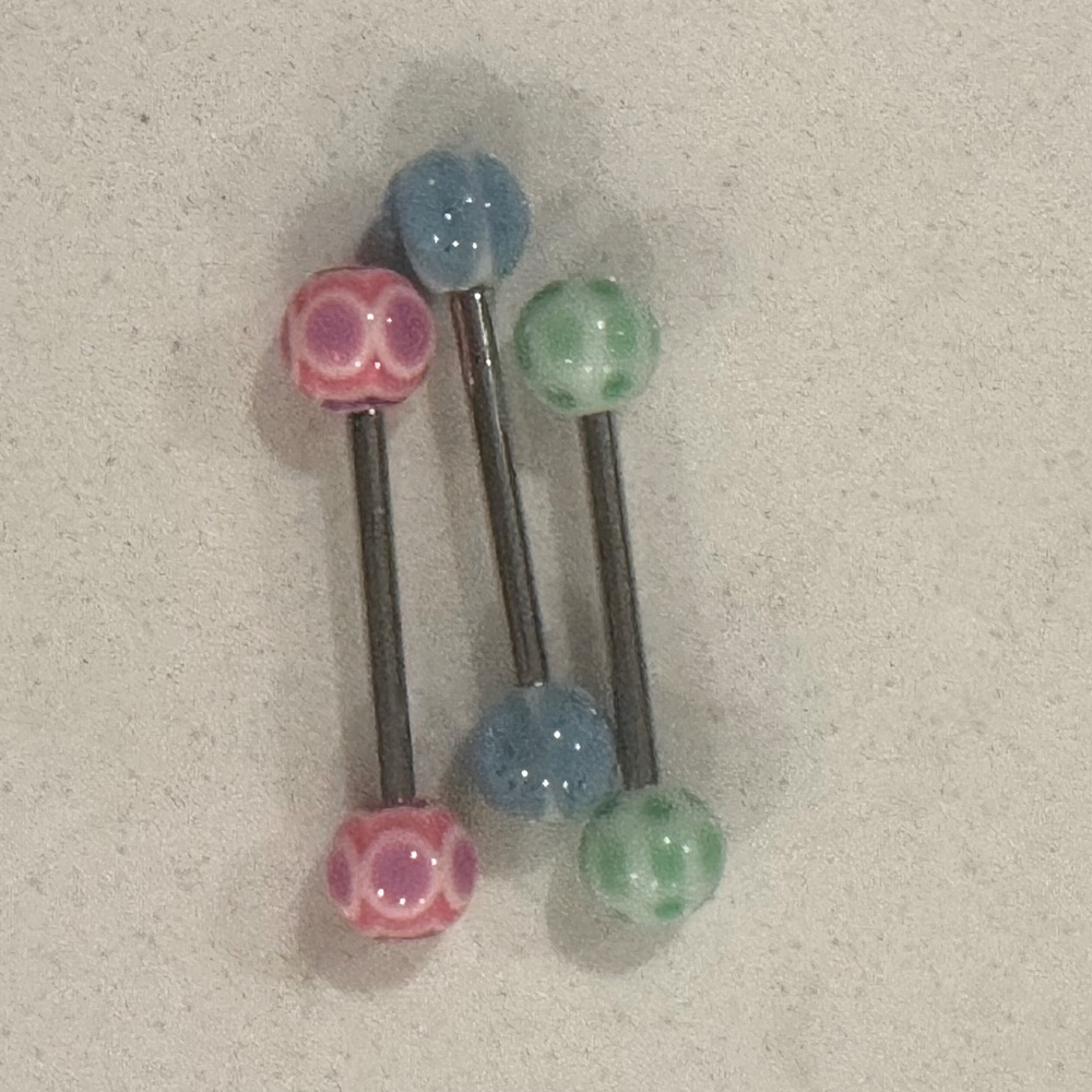 Lot of 3 NEW Tongue Ring Straight Barbells